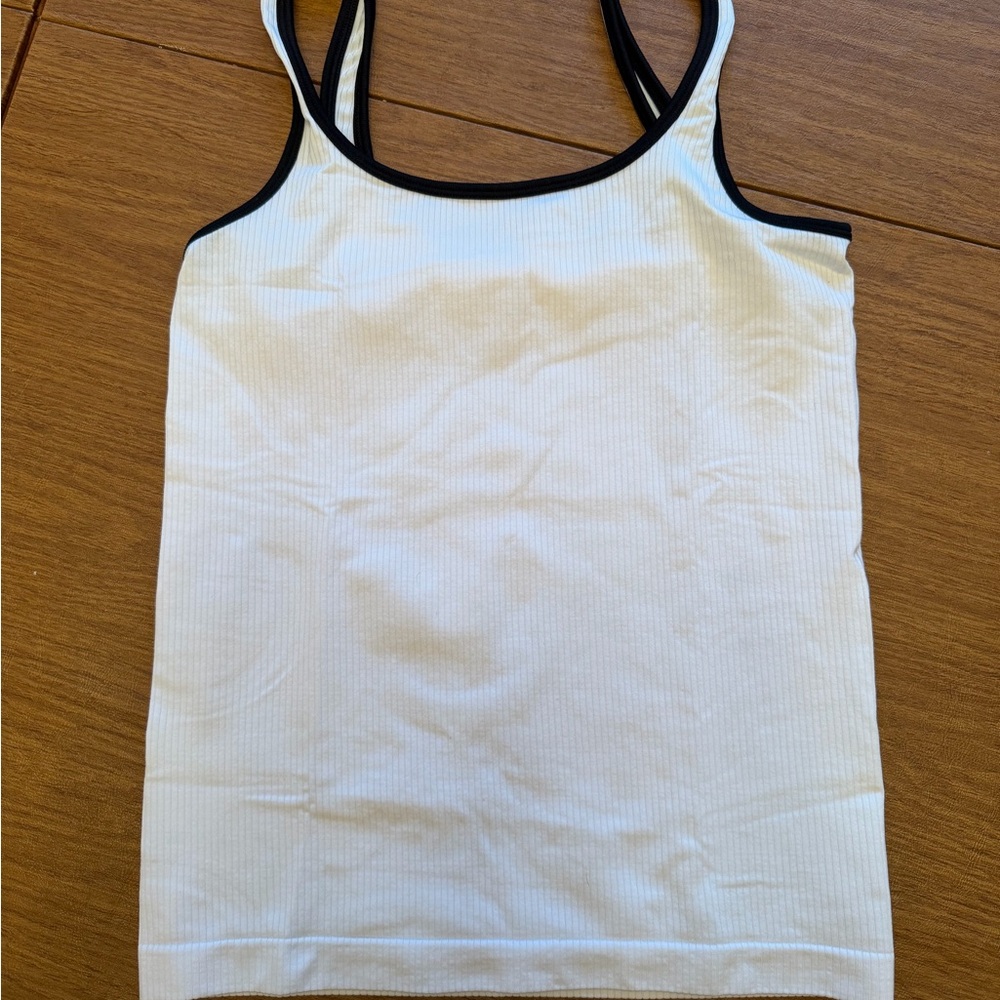 Athleta White Camisole with Black Trim